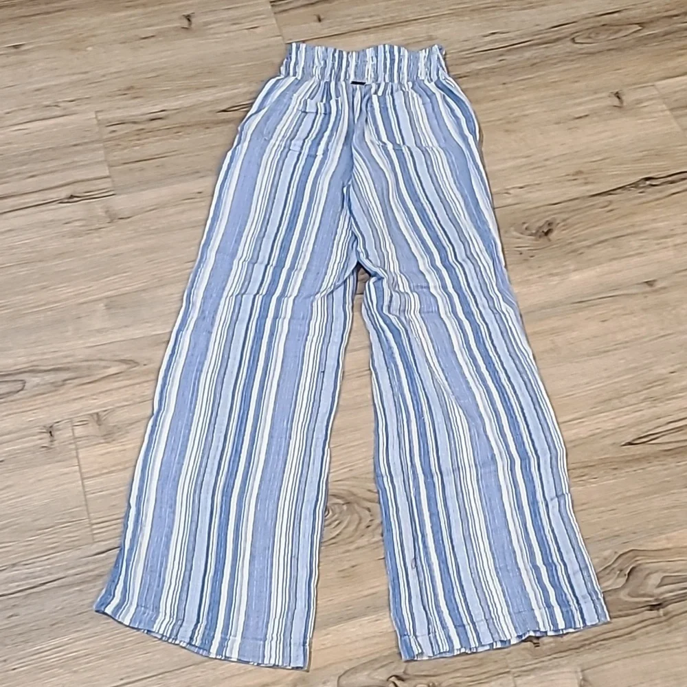 Billabong Blue and White Striped Wide Leg Pants - Picture 4 of 7